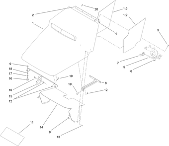 Hood Assembly Diagram and Parts List for 22323 400000000 - 401799999 Toro Lawn Tractor Accessories