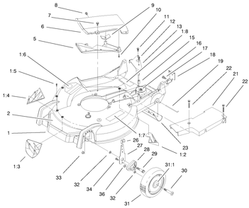 Housing, Handle Brackets And Wheel Assembly Diagram and Parts List for 20040 9900001 - 9999999 Toro Lawn Mower