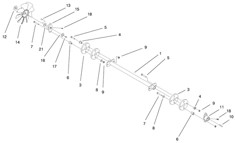 Drive Shaft Assembly Diagram and Parts List for 73542 9900001 - 9999999 Toro Lawn Tractor