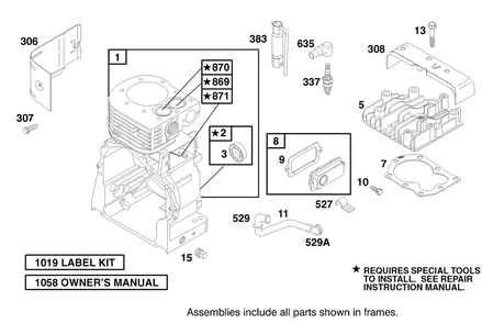 Engine Briggs & Stratton Model 92252-0129-02 Diagram and Parts List for 62063 790001 - 799999 Toro Aerator