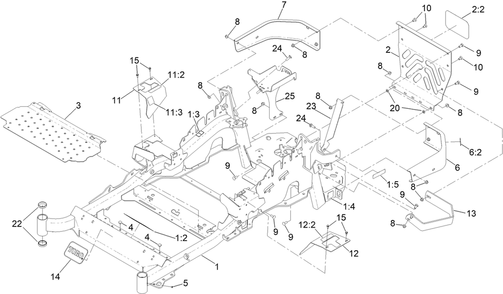 Frame Assembly Diagram and Parts List for 72949 412429053 - 412799999 Toro Lawn Tractor