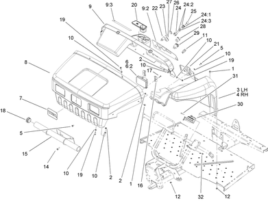 Hood And Fender Assembly Diagram and Parts List for 12004TC 260000001 - 260999999 Toro Lawn Tractor