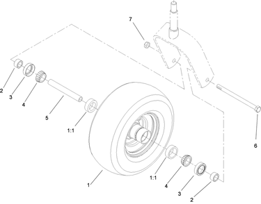 Caster Wheel Assembly Diagram and Parts List for 74416TE (280000001-280999999)(2008) Toro Lawn Mower