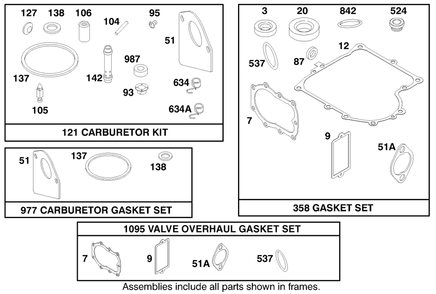 Engine Briggs & Stratton Model 284707-1148-E1 Diagram and Parts List for 71199 9900001 - 9999999 Toro Lawn Tractor
