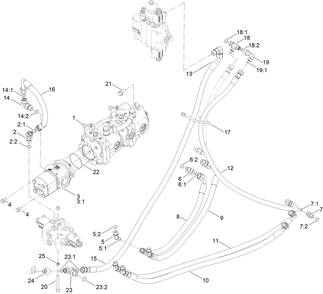 Tandem Pump Hydraulic Assembly Diagram and Parts List for 22370 410400000 - 410499999 Toro Lawn Tractor Accessories