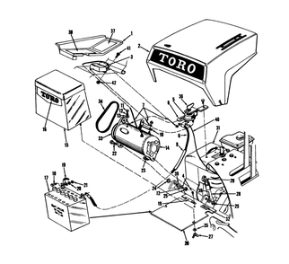 Electrical System Assembly Diagram and Parts List for 3104 3000001 - 3999999 Toro Lawn Tractor Accessories