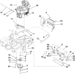 Engine, Clutch And Muffler Assembly Diagram and Parts List for 74450TE (290000001-290999999)(2009) Toro Lawn Mower