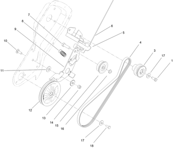 Belt And Drive Assembly Diagram and Parts List for 38473 409130000 - 999999999 Toro Snow Blower