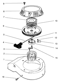 Recoil Assembly (Model No. 47pt7-7) Diagram and Parts List for 22045 8900001 - 8999999 Toro Lawn Mower