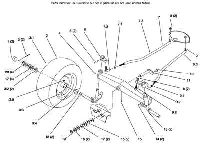 Front Axle Diagram and Parts List for 72085 6900001 - 6999999 Toro Lawn Tractor