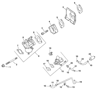 Carburetor & Fuel Pump Diagram and Parts List for 73428 8900001 - 8900499 Toro Lawn Tractor