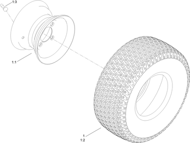 Tire Assembly Diagram and Parts List for 75734 414557042 - 999999999 Toro Lawn Tractor