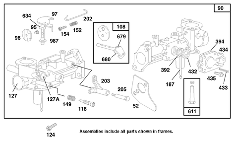 Engine Briggs & Stratton Model 135202-0263-01 Diagram and Parts List for 62924 9900001 - 9999999 Toro Leaf Blower / Vacuum