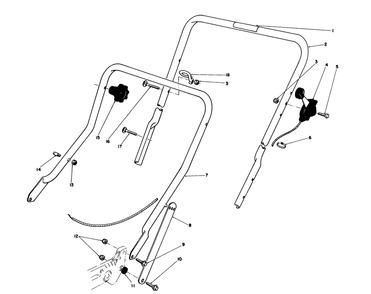 Handle Assembly Diagram and Parts List for 20588 0000001 - 0999999 Toro Lawn Mower