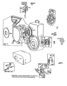Engine Briggs & Stratton Model 252416 Type 0756-01 & 0757-01 (Model No. 38580 & 38566) Diagram and Parts List for 38580 0000001 - 0999999 Toro Snow Blower