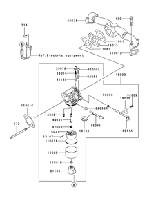 Carburetor Assembly Diagram and Parts List for 74411TE (250000001-250999999)(2005) Toro Lawn Mower