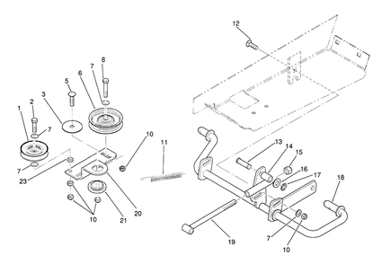Idler And Pedal Shaft Assembly Diagram and Parts List for 22-14OE01 1000001 - 1999999 Toro Lawn Tractor