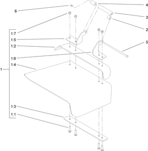 Deflector Assembly Diagram and Parts List for 107-4268  Toro Lawn Tractor Accessories
