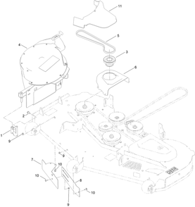 Blower And Drive Assembly Diagram and Parts List for 79347 400000000 - 409999999 Toro Lawn Tractor