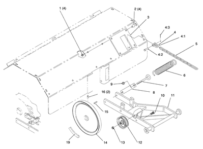 Hitch, Drive & Idler Pulleys Diagram and Parts List for 79370 5900001 - 5999999 Toro Lawn Tractor
