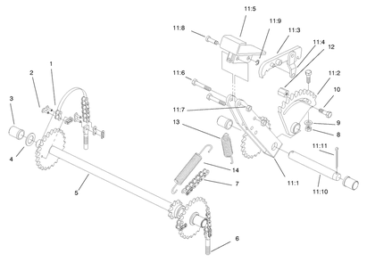 Deck Height Control Diagram and Parts List for 74160 790001 - 799999 Toro Lawn Tractor