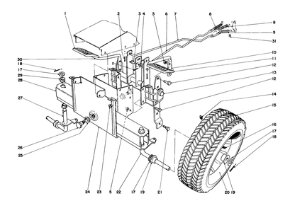 Front Axle And Wheel Assembly Diagram and Parts List for 56108 3000001 - 3999999 Toro Lawn Tractor Accessories