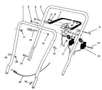 Handle Assembly Diagram and Parts List for 16401 6900001 - 6999999 Toro Lawn Mower