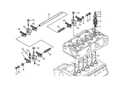 Valve And Rocker Arm Assembly Diagram and Parts List for 74264TE (280000001-280999999)(2008) Toro Lawn Mower