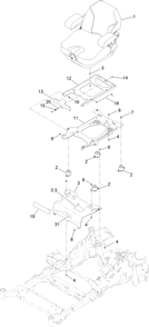 Seat Mounting Assembly Diagram and Parts List for 74958 402090000-403319860 Toro Lawn Mower