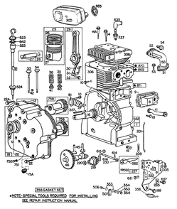 Engine Briggs & Stratton Model No. 252416 Type No. 0190-01 Diagram and Parts List for 38095 0000001 - 0999999 Toro Snow Blower