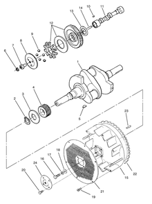 Crankshaft, Camshaft & Flywheel Assembly Diagram and Parts List for 74101 690001 - 699999 Toro Lawn Tractor