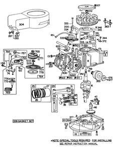 Briggs & Stratton Engine Model No. 92908-2054-01, Briggs & Stratton Engine Model No. 93508-0196-01 Diagram and Parts List for 20698 1000001 - 1999999 Toro Lawn Mower