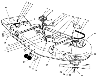Deck & Spindle Assembly Diagram and Parts List for 30753 590001 - 599999 Toro Lawn Mower