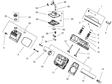 Group 4-Head/Valve/Breather Diagram and Parts List for 22305 991008 - 999999 Toro Lawn Tractor Accessories