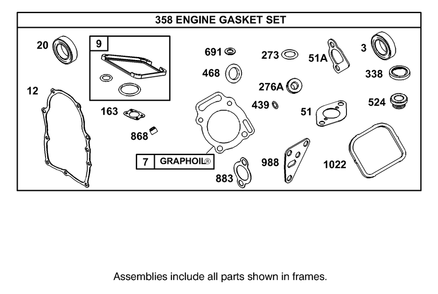 Engine Gasket Set  Briggs And Stratton 303447-1319-E1 Diagram and Parts List for 12004 230000001 - 230999999 Toro Lawn Tractor