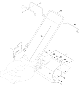 Handle Assembly Diagram and Parts List for 21853 400000000 - 999999999 Toro Lawn Mower