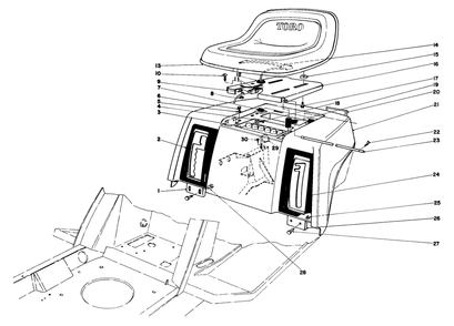 Rear Body & Seat Assembly Diagram and Parts List for 57356 2000001 - 2999999 Toro Lawn Tractor
