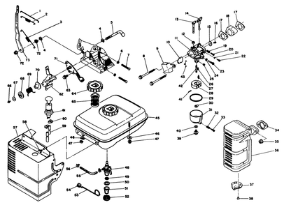 Fuel System & Muffler Assemblies Diagram and Parts List for 38500 8000001 - 8999999 Toro Snow Blower