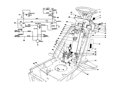 Steering Wheel & Dash Assembly Diagram and Parts List for 57360 9000001 - 9999999 Toro Lawn Tractor