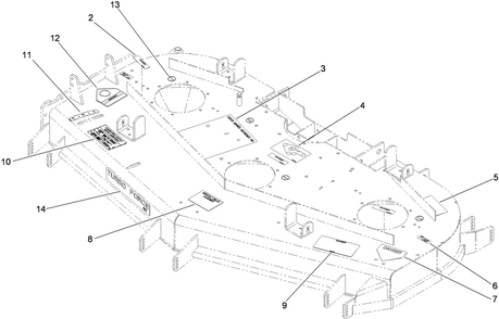 Deck Decal Assembly Diagram and Parts List for 74268 (290000001-290999999)(2009) Toro Lawn Mower