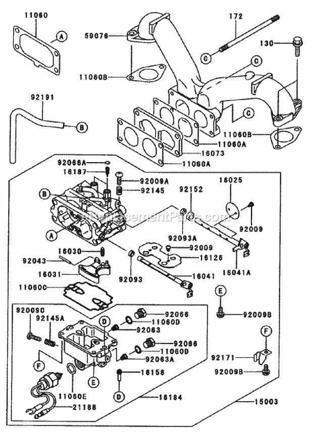 Carburetor Assembly Kawasaki Fh680v-As10 Diagram and Parts List for 74175 200000001-200999999 Toro Lawn Mower