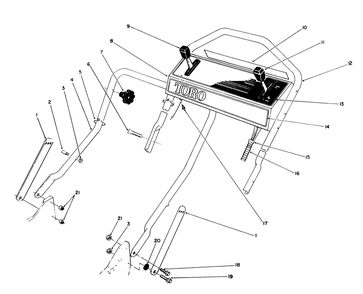 Handle Assembly Diagram and Parts List for 20622C 9000001 - 9999999 Toro Lawn Mower