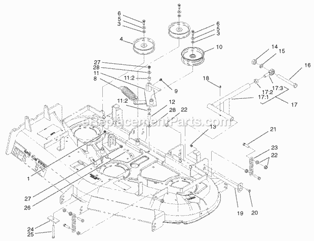 Idler, Pulley/Lift Strut, Chains Assembly Diagram and Parts List for 74179 210000001-210999999 Toro Lawn Mower