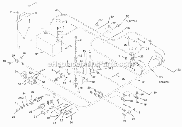 Electrical System Assembly Diagram and Parts List for 74179 210000001-210999999 Toro Lawn Mower