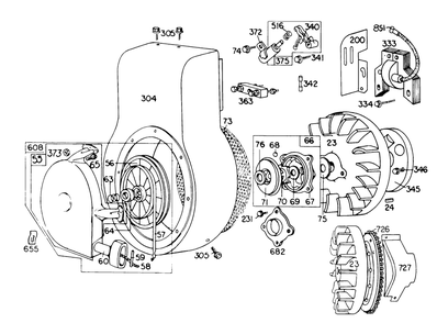 Engine Briggs & Stratton Model No. 190402 Type 0989-01 Diagram and Parts List for 38155 3000001 - 3999999 Toro Snow Blower
