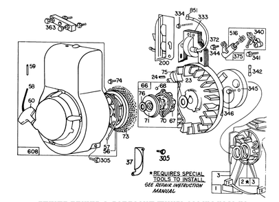 Engine Briggs & Stratton Model 111202-0131-01 Diagram and Parts List for 58336 0000001 - 0999999 Toro Tiller