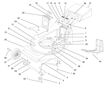 Housing Assembly Diagram and Parts List for 20822 7900001 - 7999999 Toro Lawn Mower