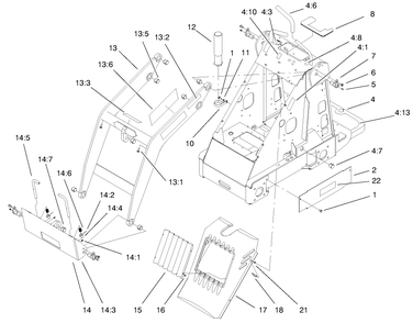 Frame And Loader Arm Assembly Diagram and Parts List for 22305 991008 - 999999 Toro Lawn Tractor Accessories