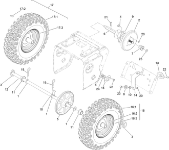 Drive Assembly Diagram and Parts List for 37798 413000000 - 416159999 Toro Snow Blower