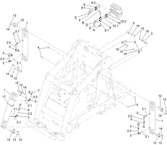 Hydraulic Cylinder Assembly Diagram and Parts List for 22318 404320000 - 405709999 Toro Lawn Tractor Accessories